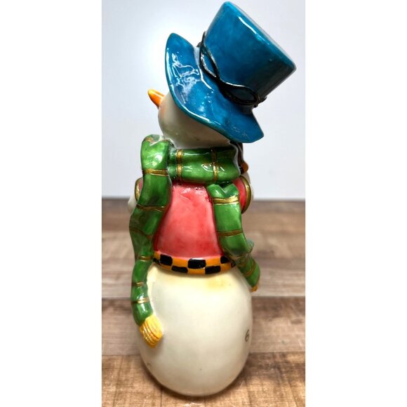 Decorative Acrylic Snowman Couple Figurine Hand-Painted Winter Scene - Picture 4 of 7